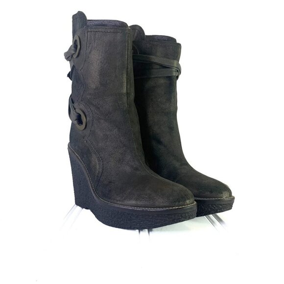 SCARPA LEATHER BOOTS GREEN BOOTS LACE UP BOOTS WEDGE BOOTS MADE IN ITALY SIZE 38 - Picture 11 of 16